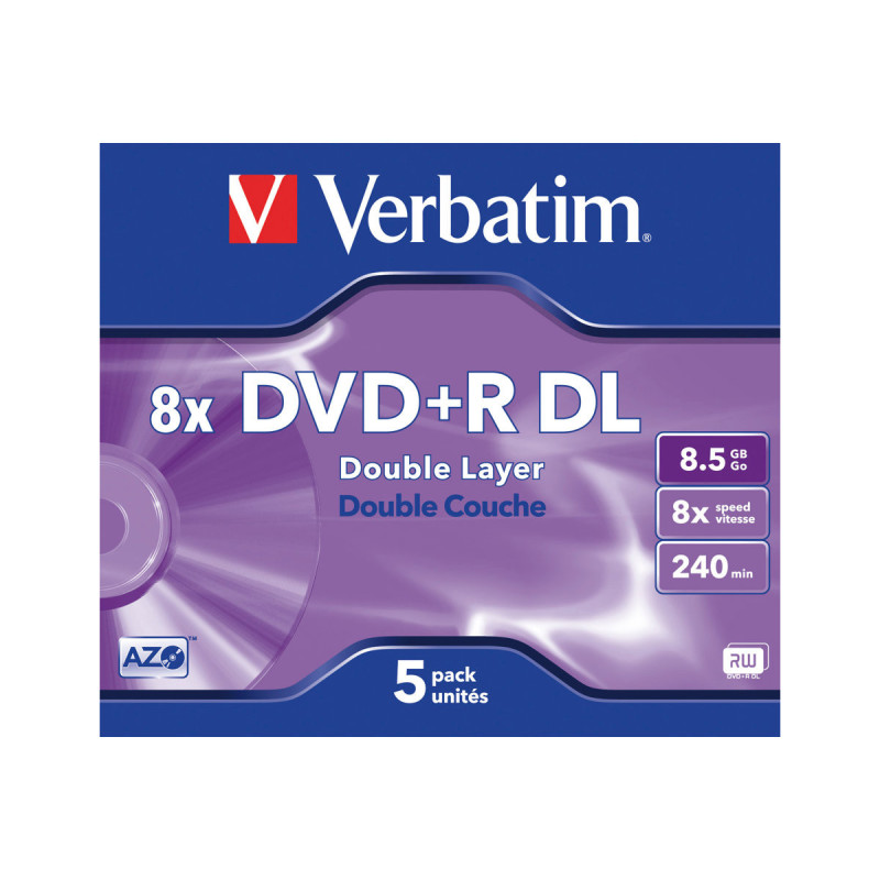 Verbatim DVD+R/8.5GB 8x AdvAZO Double Layer 5pk