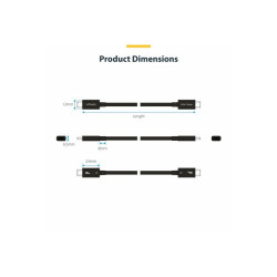 StarTech 3ft (1m) Thunderbolt 5 Cable, 80Gbps/120Gbps, Certified - câble Thunderbolt - Thunderbolt 5 pour Thunderbolt 5 - 1 m