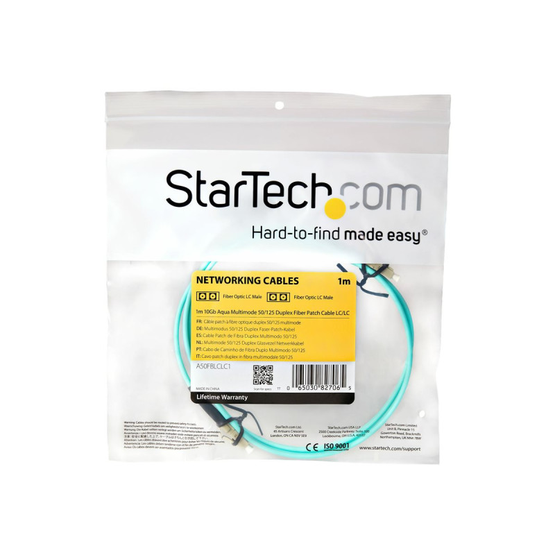 StarTech.com Câble Fibre Optique Multimode de 1m LC/UPC vers LC/UPC OM3 - cordon de raccordement - 1 m - 1 m - turquoise