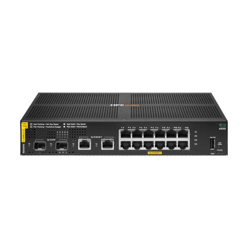 HPE Aruba Networking CX 6000 12p 10M/100M/1G Class4 PoE 2p SFP 1G 139W Switch - commutateur - 12 ports - Géré - Montable sur...