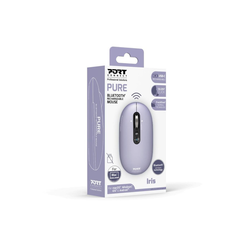 PORT Connect PURE COLOR - souris - rechargeable - Bluetooth - iris
