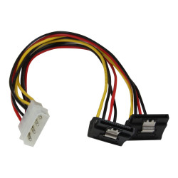 StarTech.com Câble répartiteur d'alimentation en Y LP4 vers 2 SATA à angle droit et verrouillage 30 cm - LP4 4 broches vers d...