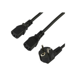 StarTech 2m (6ft) Computer Power Cord, 18AWG, EU Schuko to 2x C13 Power Cord, 10A 250V, Black Replacement AC Cord, TV/Monitor...