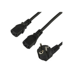 StarTech 2m (6ft) Computer Power Cord, 18AWG, EU Schuko to 2x C13 Power Cord, 10A 250V, Black Replacement AC Cord, TV/Monitor...