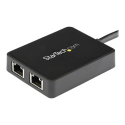 Startech Adaptateur réseau USB 3.0 vers 2 ports Gigabit Ethernet - Convertisseur USB vers 2x RJ45 avec port USB intégré - Noi...