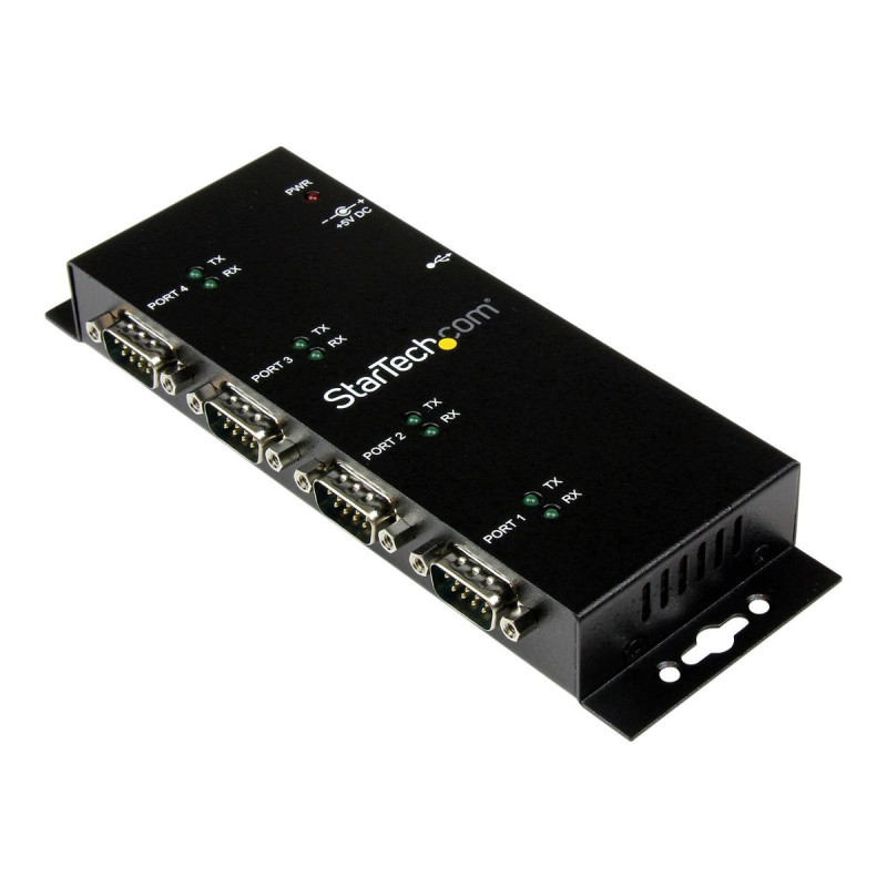 StarTech.com Hub adaptateur USB vers série DB9 RS232 4 ports – Montage sur rail DIN industriel et mural - adaptateur série -...