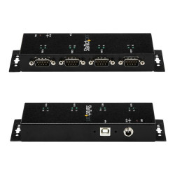 StarTech.com Hub adaptateur USB vers série DB9 RS232 4 ports – Montage sur rail DIN industriel et mural - adaptateur série -...