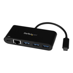 Startech Hub USB 3.0 à 3 ports avec Power Delivery et GbE - USB-C - concentrateur (hub) - 3 ports
