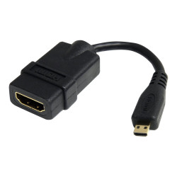 StarTech.com Câble adaptateur HDMI haute vitesse de 12cm - Convertisseur HDMI vers Micro HDMI - F/M - Noir - adaptateur HDMI...