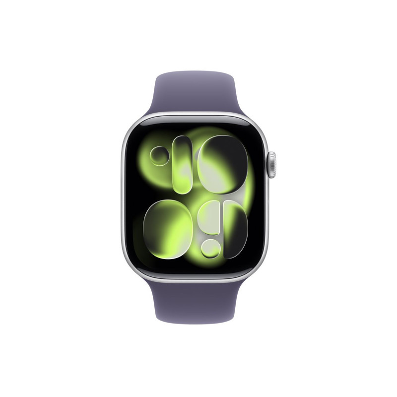Apple Watch Series 11 (GPS) - aluminium argenté - montre intelligente avec bande sport - brouillard violet - 64 Go