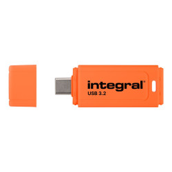 CLE USB 128GB USB-C 3.2 GEN1 DRIVE (USB3.1 USB3.0) NEON-C ORANGE FLUO JUSQU'A 150MB/s EN LECTURE ET 30 MB/s EN ECRITURE