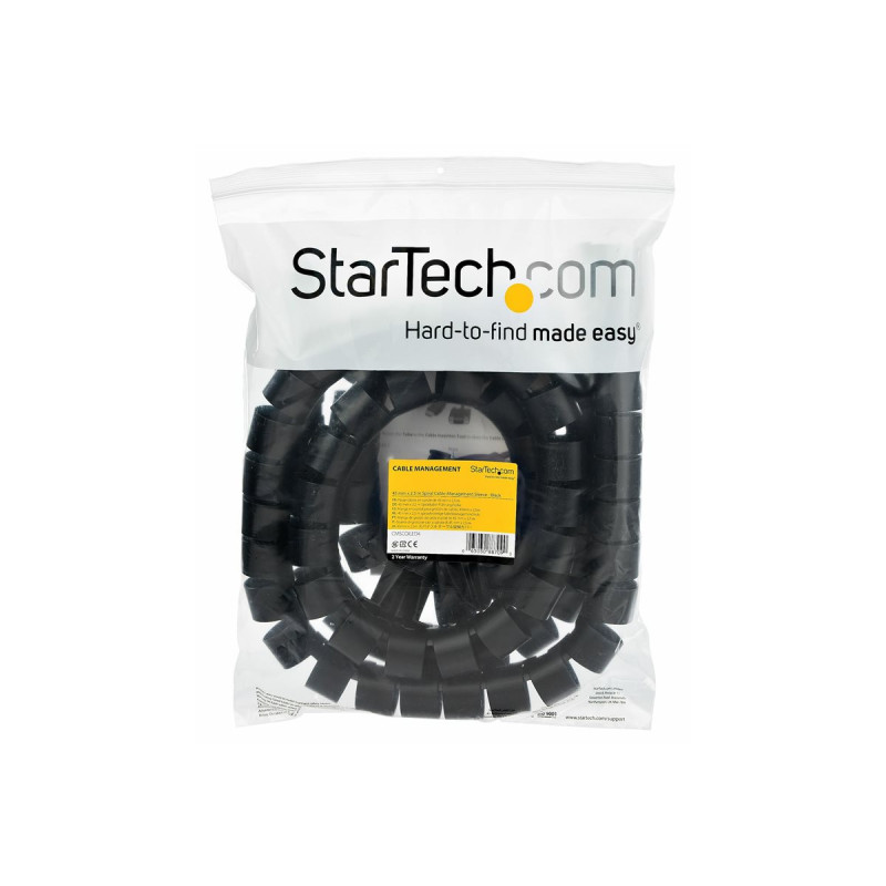 StarTech.com Gaine spirale range-câble en noir - 2,5 m - Diamètre de 45 mm - Avec outil pour insérer les câbles (CMSCOILED4)...