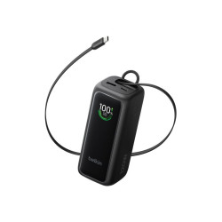 Belkin UltraCharge banque d'alimentation - avec câble rétractable - 2 x USB-C, USB - 120 watt