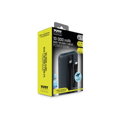 PORT Connect banque d'alimentation - avec câbles USB-C intégrés - Li-pol - 3 x USB-C, USB - 20 Watt