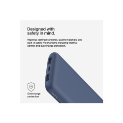 Belkin Batterie externe 3 ports 10K avec câble USB-A vers USB-C bleu