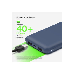 Belkin Batterie externe 3 ports 10K avec câble USB-A vers USB-C bleu
